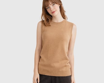 Merino Wool Sleeveless Top | Women's Knit Crewneck