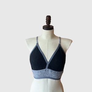 Grey Cashmere Bra, Soft Unlined Lingerie, Fleur d'Eve by Econica