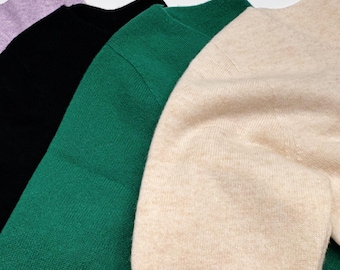 Knit Wool V-Neck Top: Lightweight Short Sleeve Sweater