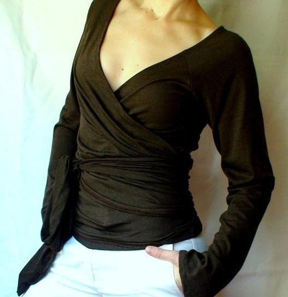 long sleeve wrap tops