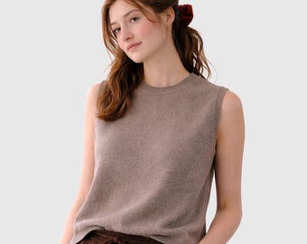 Wool Crewneck Top: Merino Sleeveless Shirt