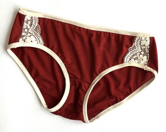 Rood bikinibroekje van merinowol | Klaar voor verzending wollen ondergoed | Fleur d&#39;Eve van Econica