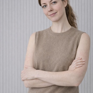 Merino Wool Knit Vest Top: Sleeveless Crewneck Knitwear image 3