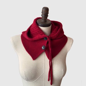 100% Cashmere Hoodie Neck warmer Scarf with buttons | Cashmere neck wrap | Fleur d&#39;Eve by Econica