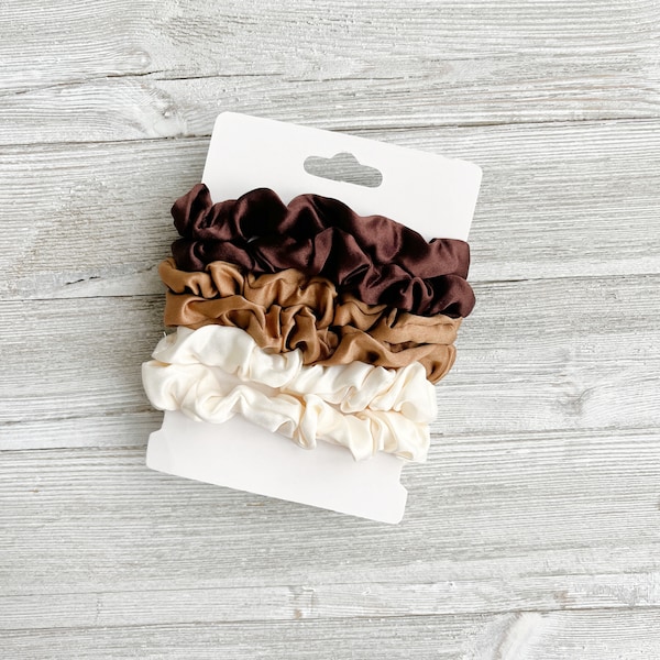 Silky satin mini hair scrunchie SET OF 6  |  Skinny hair tie | Ponytail scrunchie | Silk scrunchies |  Free shipping USA