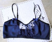 Navy blue organic cotton bralette, custom bra, organic lingerie, organic bra