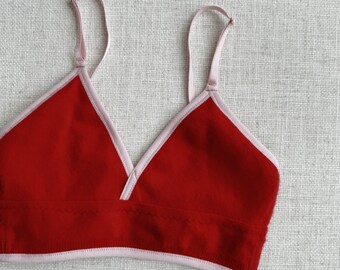 Red 100% cashmere bralette top Women's Medium/Large | Fleur d'Eve by Econica