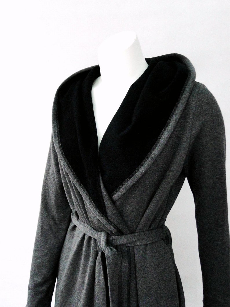 Long hooded robe bamboo french terry bathrobe made to Etsy