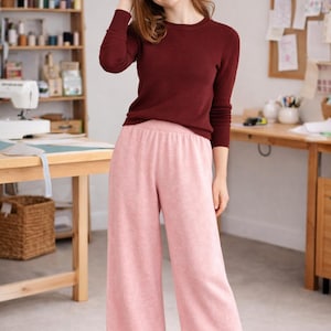 Wide-Leg Merino Wool Lounge Pants: High Waist Knitwear image 1