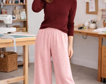 Wide-Leg Merino Wool Lounge Pants: High Waist Knitwear