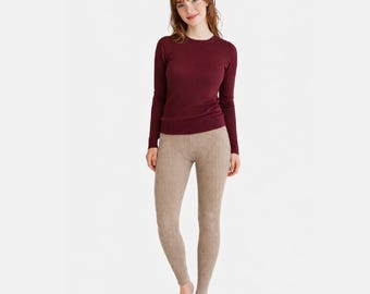 Cashmere Knit Leggings |  Warm Pure Cashmere Wool Pants