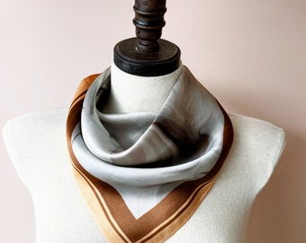 Taupe Grey Silk Scarf: 100% Mulberry Silk Bandana, 20" Square