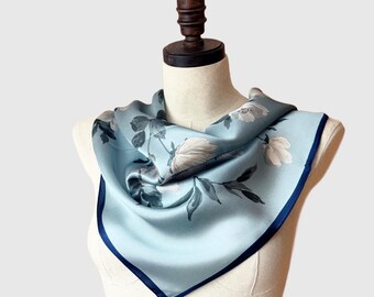 Floral Silk Scarf: Modern Bandana Neckerchief