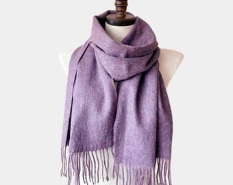 Long Lambswool Scarf | Purple Pink Wool Scarf | Fleur d'Eve by Econica