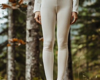 100% Cashmere knit Leggings | Long Cashmere Joggers | Fleur d'Eve by Econica