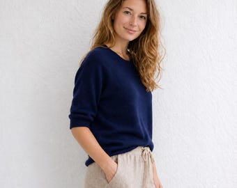 Lightweight Wool Teeshirt Top: Lightweight Knit Sweater Tee