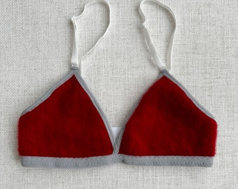 Red Cashmere bra Women's Medium | Ready to ship cashmere lingerie | Fleur d'Eve by Econica