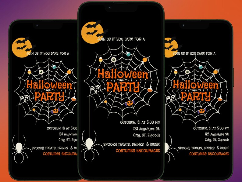 Halloween Party Invitation, Halloween Party Digital Invite, Halloween