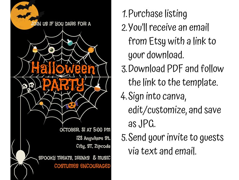 Halloween Party Invitation, Halloween Party Digital Invite, Halloween