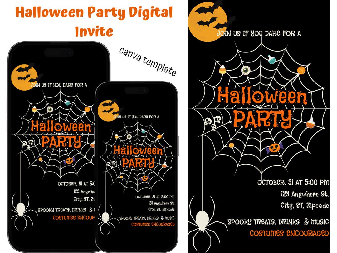 Halloween Party Invitation, Halloween Party Digital Invite, Halloween