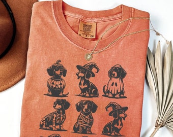 Dachshund Halloween Shirt, Comfort Colors® Dachshund Mom T-shirt, Wiener Dog Tee, Doxie Mama Tshirt, Dachshund Dog Shirt for Women