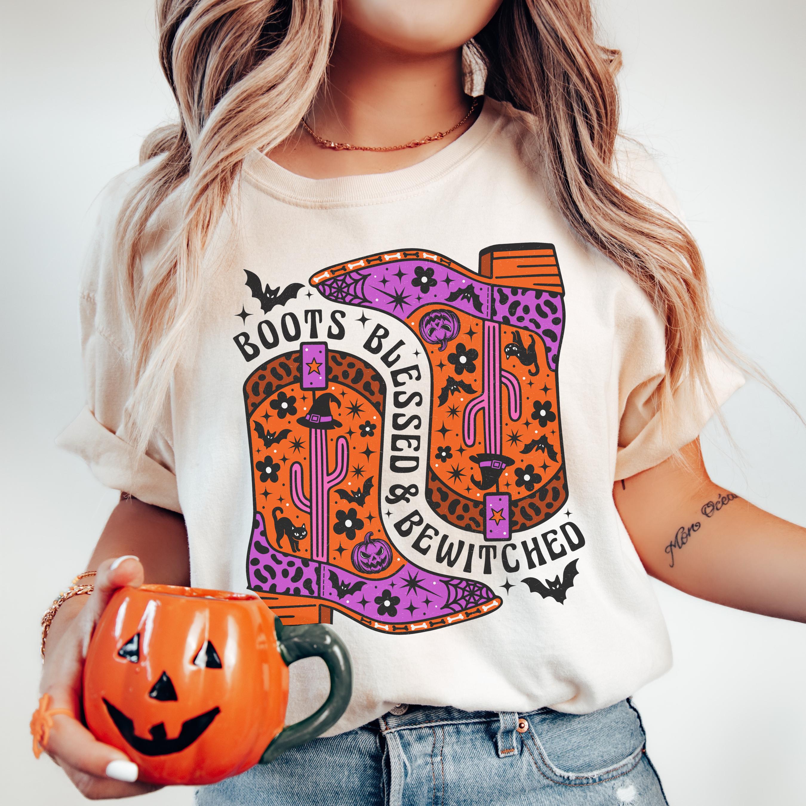 Comfort Colors Western Halloween Shirt: Cowgirl Witch Graphic Tee