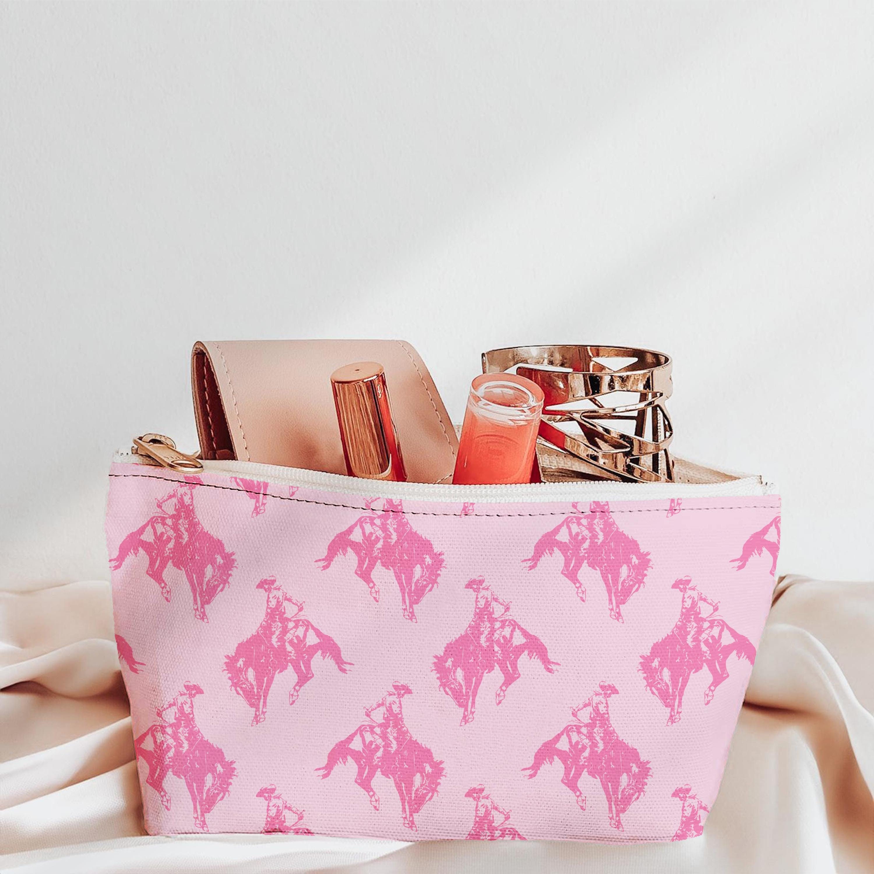TBT Cowgirl Kosmetiktasche Mit Western-Motiv - Lustige Make-up-Tasche 24x18 Cm, Aus Baumwolle/Leinen