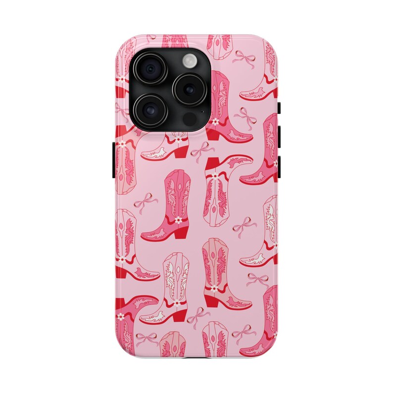Pink Coquette iPhone Case, Preppy Pink Bow iPhone 16 15 Pro Max Cowgirl Boot Phone Case Western iPhone Case, Soft Girl, Trendy iPhone Case image 7