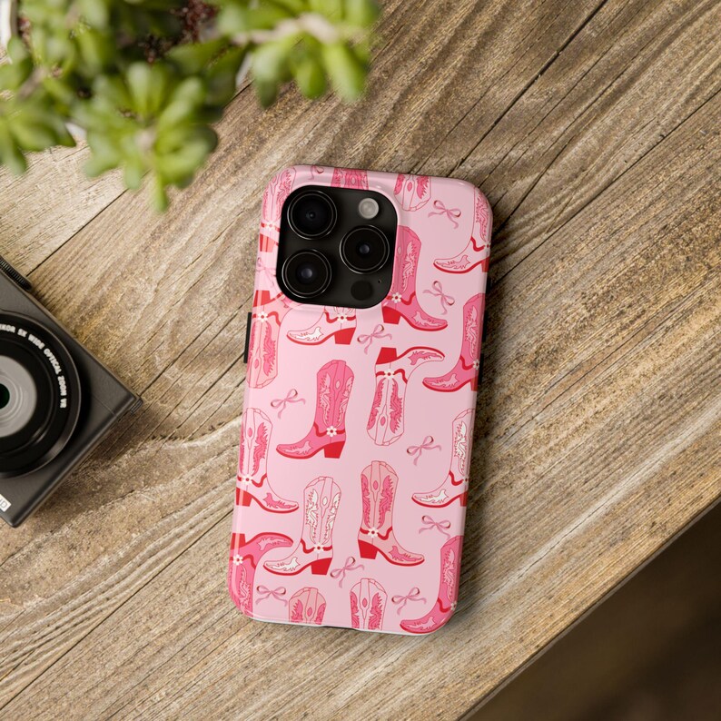 Pink Coquette iPhone Case, Preppy Pink Bow iPhone 16 15 Pro Max Cowgirl Boot Phone Case Western iPhone Case, Soft Girl, Trendy iPhone Case image 6