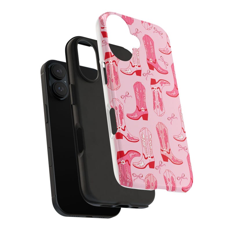 Pink Coquette iPhone Case, Preppy Pink Bow iPhone 16 15 Pro Max Cowgirl Boot Phone Case Western iPhone Case, Soft Girl, Trendy iPhone Case image 10