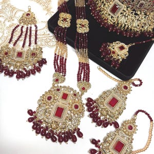 Bridal Gold Plated complete set, Nauratan, Pakistani Indian jewelry,  Bollywood wedding jewelry.