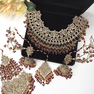Bridal Gold Plated complete set, Nauratan, Pakistani Indian jewelry,  Bollywood wedding jewelry.