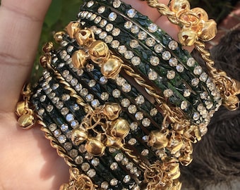 glass bangles, Kashmiri bangles, ghungru bangles (1 dozen) Indian bangles, Pakistani bangles, Eid bangles, Indian Jewelry Eid gift.