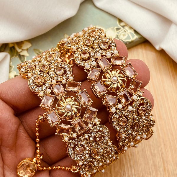 Bangles, Pakistani openable bangles, Indian bangles, kaday, Pakistani jewelry, Indian Jewelry, statment kadas, Bollywood jewelry.