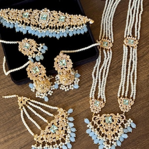 Bridal Gold Plated complete set, Nauratan, Pakistani Indian jewelry,  Bollywood wedding jewelry, desi wedding jewelry