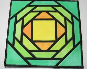 Green stained glass fabric plate mat