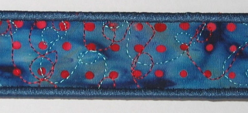 Red spot bookmark on blue batik image 3