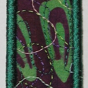 Purple and green batik bookmark dark green trim image 5