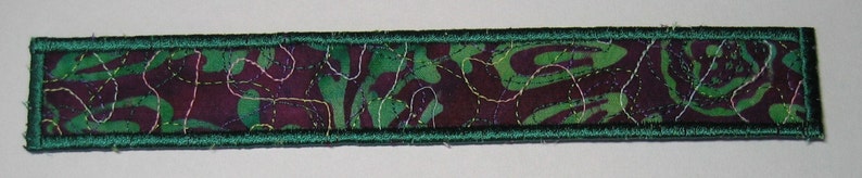 Purple and green batik bookmark dark green trim image 4