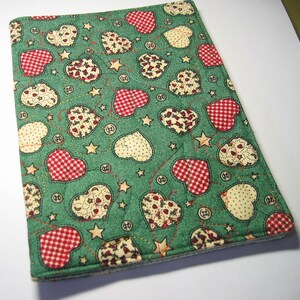 Green journal cover with red hearts image 1