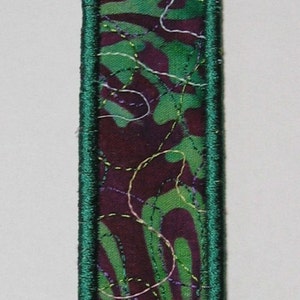 Purple and green batik bookmark dark green trim image 3