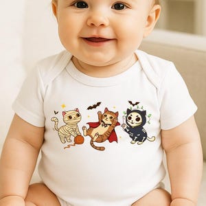 Spooky Cat Funny Baby Bodysuit, Funny Ghost Baby Romper, My First Halloween Baby Outfit, Witch Hat Design, Newborn Pumpkin Clothing, 113