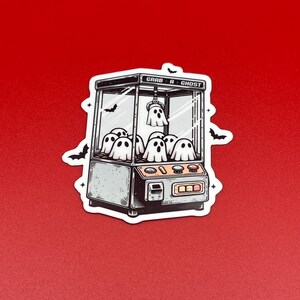 Grab-A-Ghost, Vintage Halloween Sticker - Waterproof Glossy Vinyl