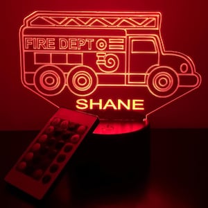 Fire Truck LED Personalized Lamp