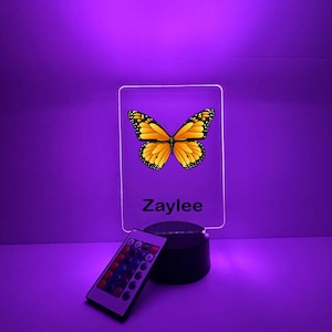 Personalisierte Schmetterling Nachtlicht - Schmetterling Kinderzimmer - Mädchen Schlafzimmer - Geburtstagsgeschenk für Kinder - Kind Nachtlicht - LED Licht Geschenk