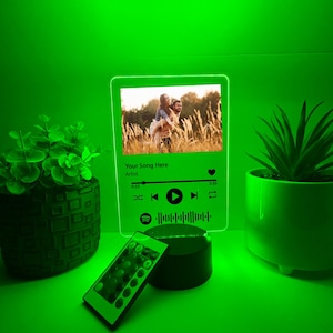 Custom Personalized Photo Song Framed Lyrics Music Album Cover Picture LED 16 Colors Light Up Stand Anniversary Wedding, Couple, Family Gift