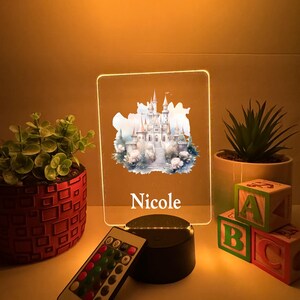 Princess Castle Personalized LED Night Light Up Room Décor, Girls Princess Theme