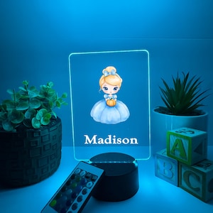Princess Night Light Up LED Table Lamp Home Room Decor Personalized FREE 16 Colors & Remote