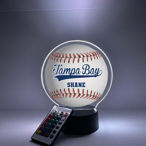Tampa Bay baseboll nattlampa LED-bordslampa skrivbordslampa sportlagspelare fanrumsdekor