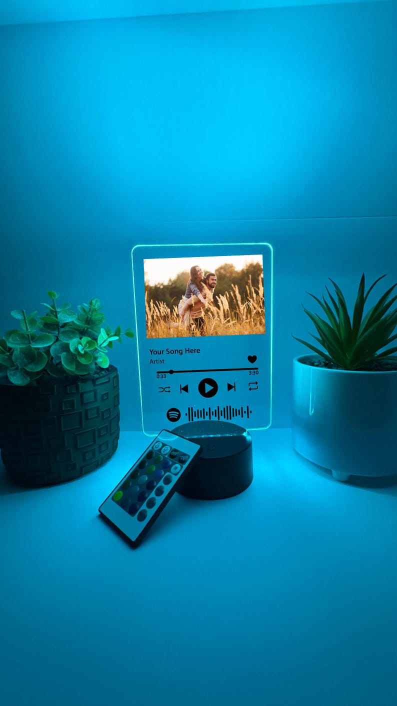 Personalized Photo Song Night Light Up Lamp LED Music Album Cover Picture Favorite Best Friend Gift